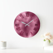 Burgundy Bordeaux Glass Minimal Roman Numbers Grote Klok (Huis)