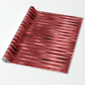 Burgundy Bordeaux Red Stripes Lines Monochrom Cadeaupapier (Uitgerold)