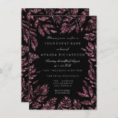 Burgundy Bordeaux Zwarte Glitter Bladeren Bloemstu Kaart (Voorkant / Achterkant)