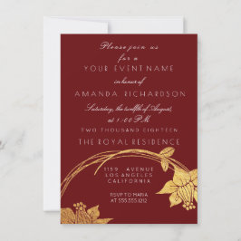 Burgundy bordeauxwijn champagnegoud bloemrijk rood kaart