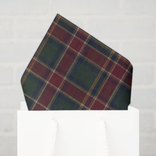 Burgundy Bosgroen Navy Heritage Tartan Tissuepapier