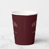 Burgundy botanical crest monogram wedding papieren bekers (Rechts)