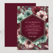 Burgundy Botanical Dream Wedding Kaart (Voorkant / Achterkant)