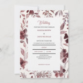 Burgundy Botanical Elegance Wedding Invitation Kaart (Voorkant)