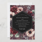 Burgundy Botanical Enchantment Wedding Kaart (Voorkant)