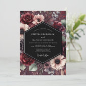 Burgundy Botanical Enchantment Wedding Kaart (Staand voorkant)