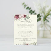 Burgundy Botanical Floral — Kaart met details (Staand voorkant)