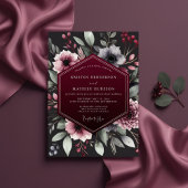 Burgundy Botanical Romance Wedding Kaart