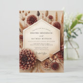 Burgundy Botanical Rustic Wedding Kaart (Staand voorkant)