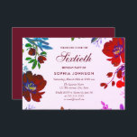 Burgundy Botanical Tropical 60th Birthday Invite Kaart<br><div class="desc">Bogundy Botanical Tropical 60th Birthday Invite Beauful Pink Flowers Matching collectie in Niche and Nest store Design met dank aan www.createthecut.com</div>