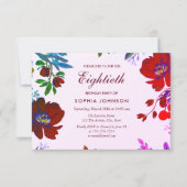 Burgundy Botanical Tropical 80th Birthday Invite Kaart (Voorkant)
