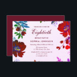 Burgundy Botanical Tropical 80th Birthday Invite Kaart<br><div class="desc">Burgundy Botanical Tropical 80th Birthday Party Invite Beauful Pink Flowers Matching collectie in Niche and Nest store Design met dank aan www.createthecut.com</div>
