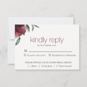 Burgundy Botanical Wedding RSVP Card