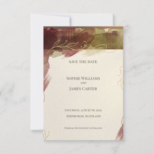Burgundy Botanische Save the Date | Herfst Aquarel (Voorkant)