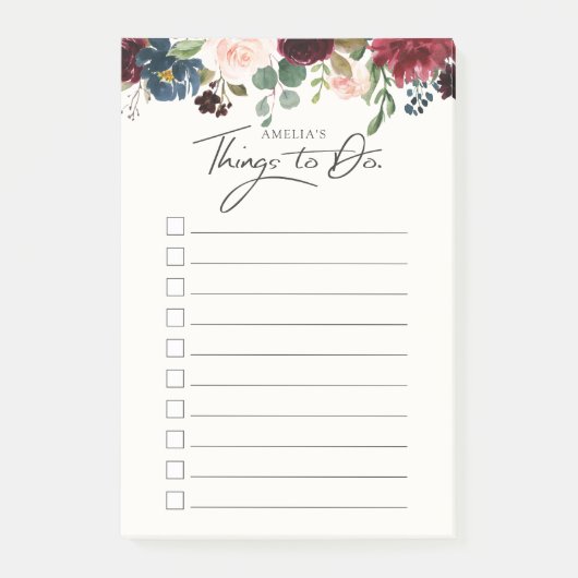 Burgundy Bouquet | Aangepaste dingen om lijst te d Post-it® Notes (Voorkant)