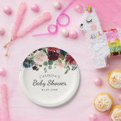 Burgundy Bouquet | Baby shower Papieren Bordje (Feest)