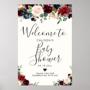 Burgundy Bouquet BABY SHOWER Welkom Poster