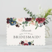 Burgundy Bouquet | Bent u mijn Bridesmaid? Kaart (Staand voorkant)