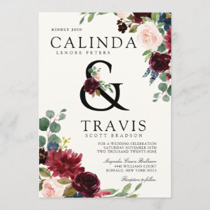 Burgundy Bouquet   Bold Ampersand Line Kaart