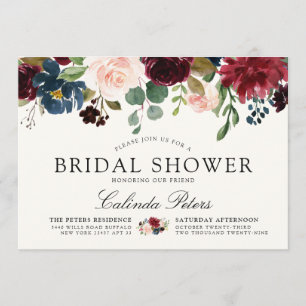 Burgundy Bouquet   Bridal Shower-uitnodiging Kaart