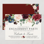 Burgundy Bouquet | Engagement Party Kaart (Voorkant / Achterkant)