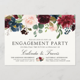Burgundy Bouquet | Engagement Party Kaart
