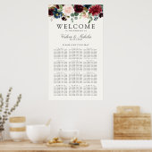 Burgundy Bouquet | Floral 12 Tabel Zetel Poster (Keuken)