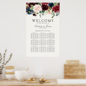 Burgundy Bouquet | Floral 9 Tabel Zitkuur Poster (Keuken)