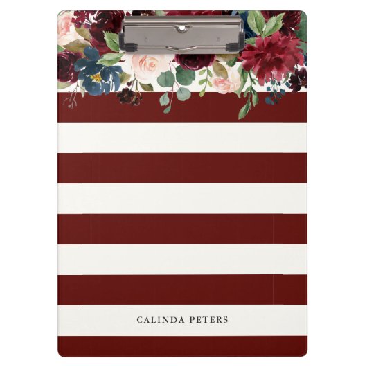 Burgundy Bouquet | Floral gestript | Aangepaste na Klembord (Voorkant)