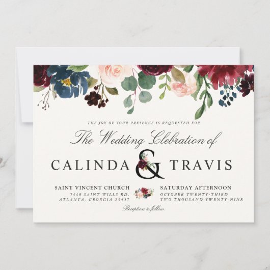 Burgundy Bouquet | Floral | Horizontaal Kaart (Voorkant)