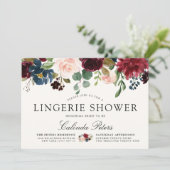 Burgundy Bouquet | Floral Lingerie Shower Kaart (Staand voorkant)