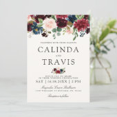 Burgundy Bouquet | Floral | Naam Focus Kaart (Staand voorkant)