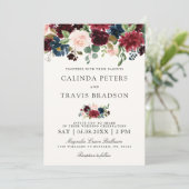 Burgundy Bouquet | Floral Wedding Kaart (Staand voorkant)