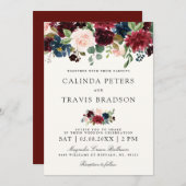 Burgundy Bouquet | Floral Wedding Kaart (Voorkant / Achterkant)