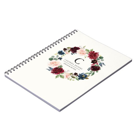 Burgundy Bouquet | Florence-monogram Notitieboek (Linkerzijde)