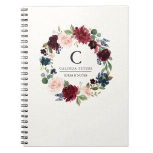 Burgundy Bouquet   Florence-monogram Notitieboek