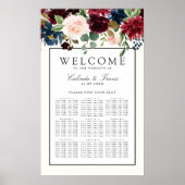 Burgundy Bouquet | Kaart van de Florale zitplaats Poster (Voorkant)