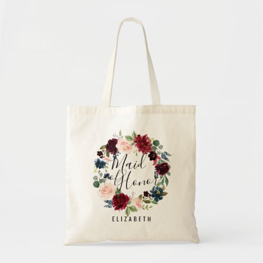Burgundy Bouquet | Maid of Honor Tote Bag (Voorkant)