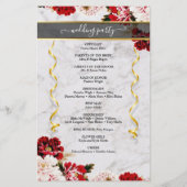 Burgundy Bouquet met Marmer Wedding Program (Achterkant)