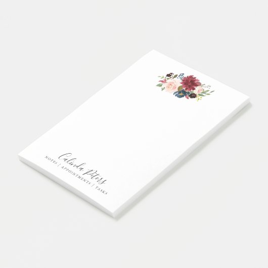 Burgundy Bouquet | Minimale Floral Post-it® Notes (Schuin)