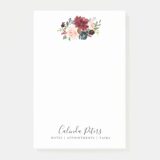 Burgundy Bouquet | Minimale Floral Post-it® Notes (Voorkant)