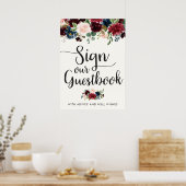 Burgundy Bouquet | Onderteken ons Guestbook Poster (Keuken)