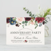 Burgundy Bouquet | Partij Jubileum Kaart (Staand voorkant)