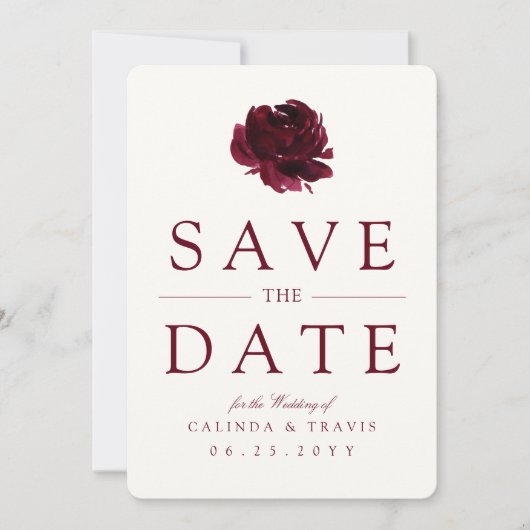 Burgundy Bouquet | Rode Floral | Save The Date (Voorkant)