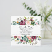 Burgundy Bouquet Save the Date Kaart (Staand voorkant)
