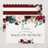 Burgundy Bouquet | Weddenschap | Maid of Honor Kaart (Voorkant / Achterkant)