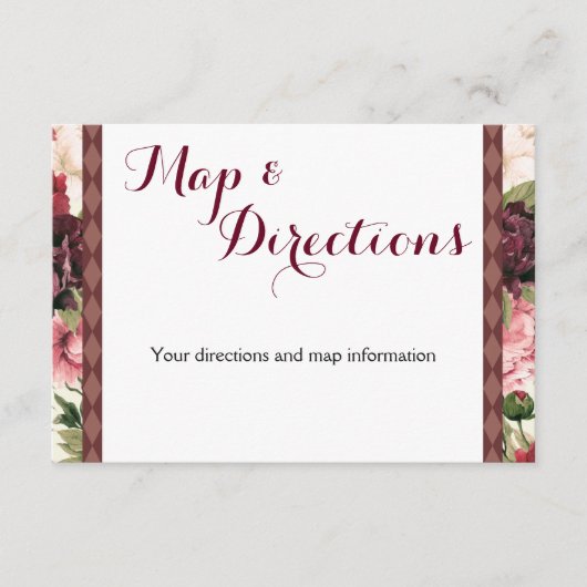 Burgundy Bouquet Wedding Information Card Informatiekaartje (Voorkant)