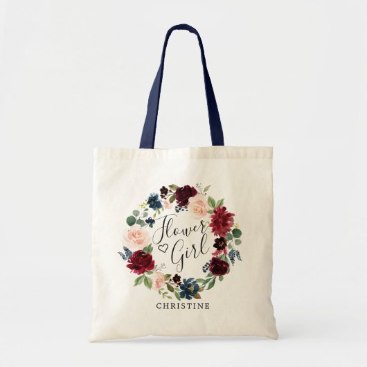 Burgundy Bouquet Wreath | BLOEMENMEISJE Tote Bag (Voorkant)