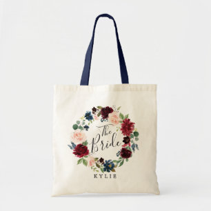 Burgundy Bouquet Wreath   Brides Tote Bag