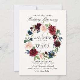 Burgundy Bouquet Wreath | Rood-rughuwelijk Kaart